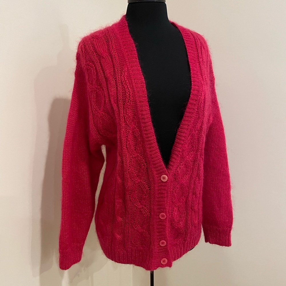 Vintage Raspberry Cardigan Sweater - Picture 5 of 7